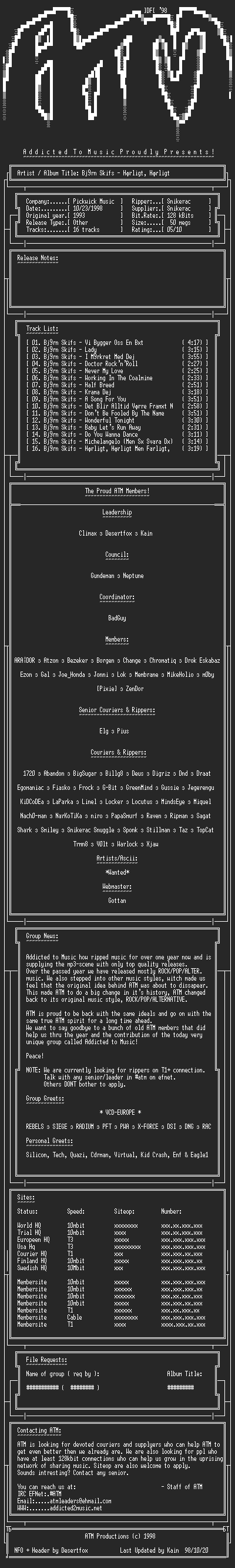 NFO file for Bjorn_Skifs_-_Harligt,_Harligt_(1993)_-_ATM