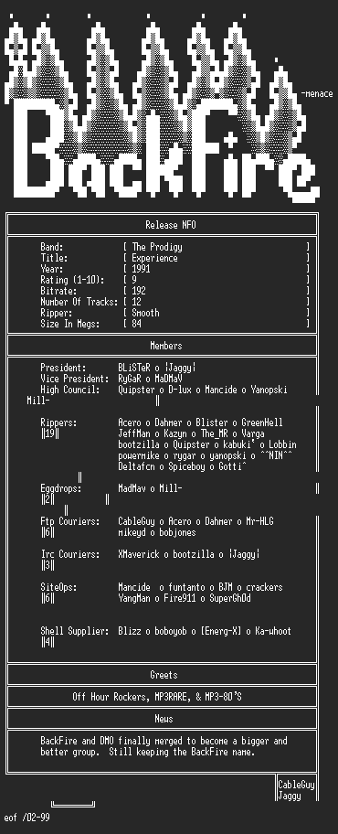 NFO file for The_Prodigy-Experience-1991-Smooth-BKF