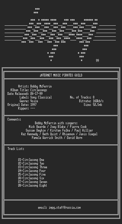 NFO file for Bobby.McFerrin--Circlesongs-(1997)-iMPG