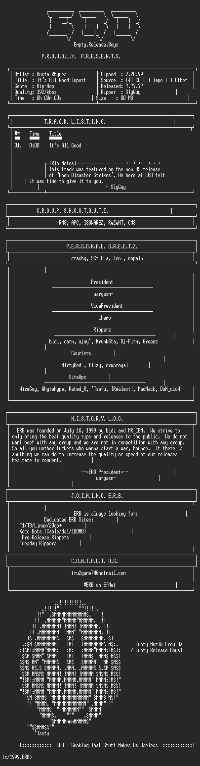 NFO file for Busta_Rhymes-Its_All_Good-Import_Single-1999-ERB