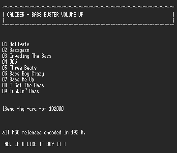 NFO file for Caliber_-_Bass_Buster_Volume_Up_MGC