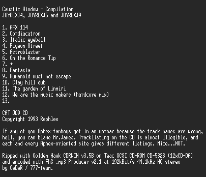 NFO file for Caustic_Window_-_Compilation_(192kbps)-CeDeR