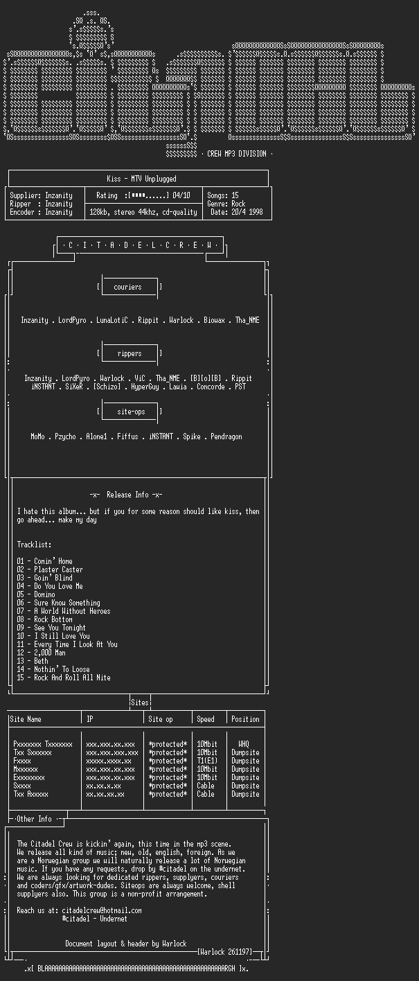 NFO file for Kiss_-_MTV_Unplugged-CCMP3D