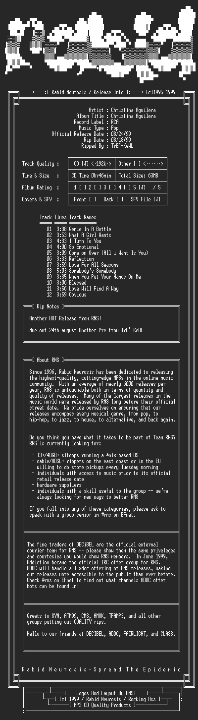 NFO file for Christina_Aguilera-Christina_Aguilera-1999-RNS