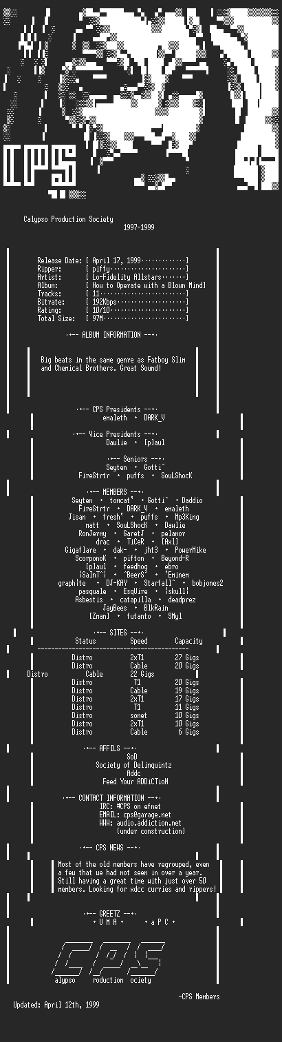 NFO file for Lo-Fidelity_Allstars-How_To_Operate_With_A_Blown_Mind-CPS