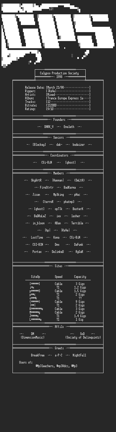 NFO file for Trance_Europe_Express-Volume_1a-CPS