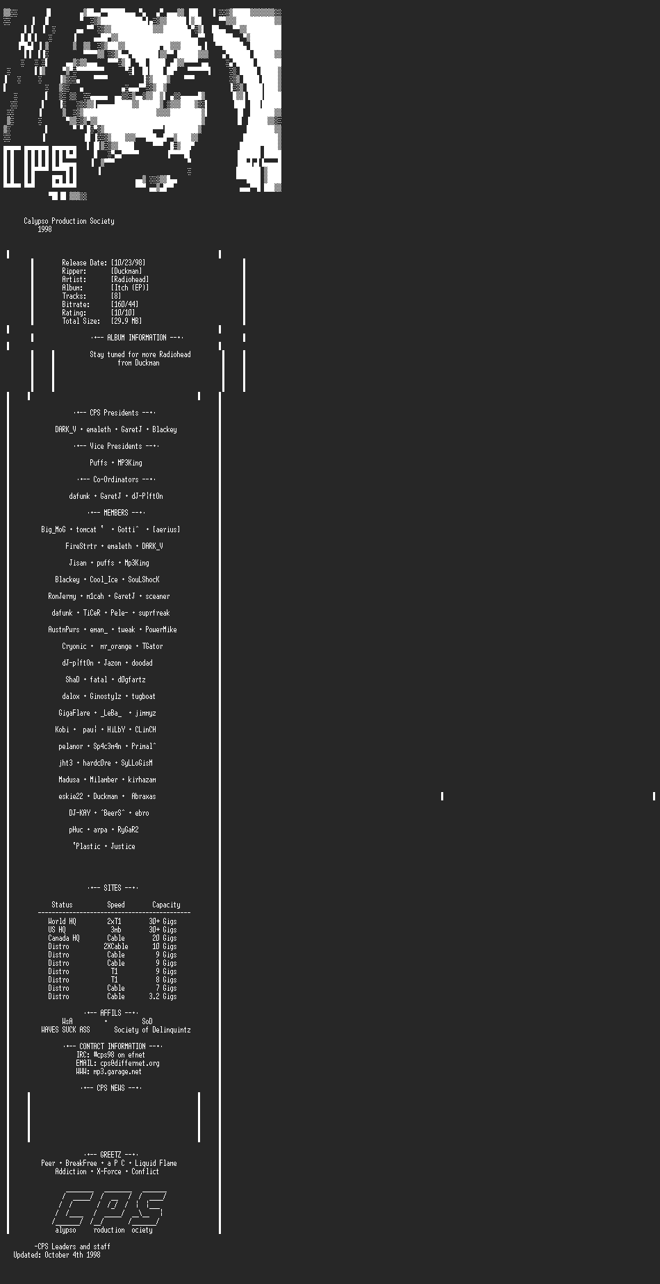 NFO file for Radiohead-Itch.(EP)-CPS