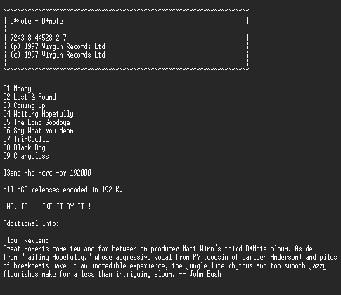 NFO file for D_note_-_D_note_(1997)-MGC