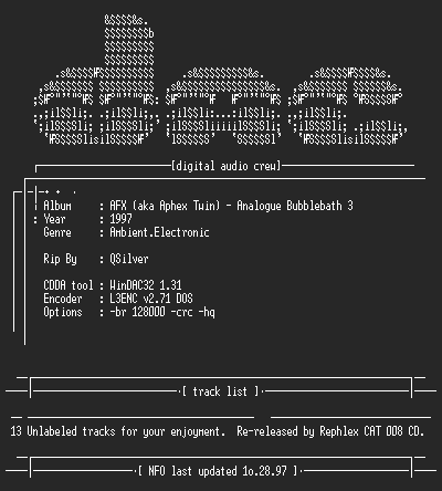 NFO file for AFX-Analogue_Bubblebath_3-DAC