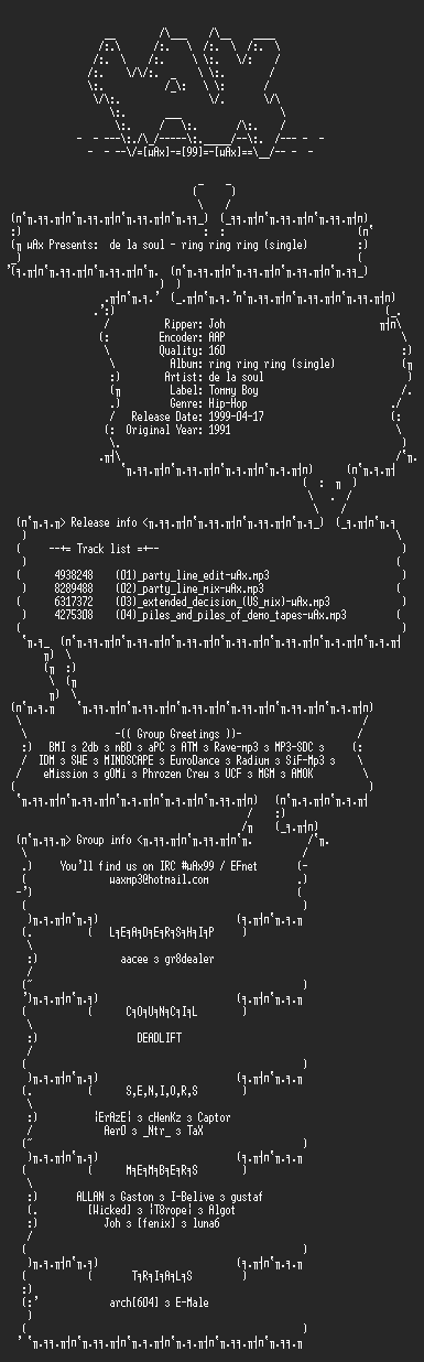 NFO file for De_la_soul_-_ring_ring_ring_-_single(1991)-wAx