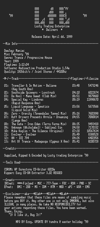 NFO file for DJ_Maniac-February_99-LtE