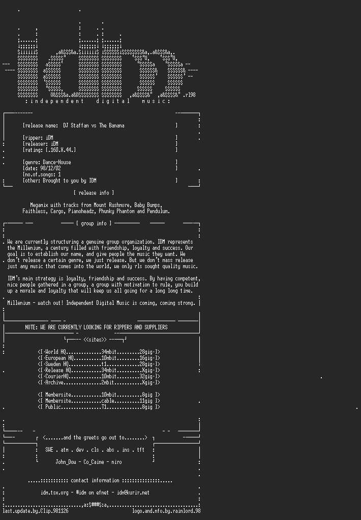 NFO file for (dj_staffan)_-_dj_staffan_vs_the_banana_-_IDM