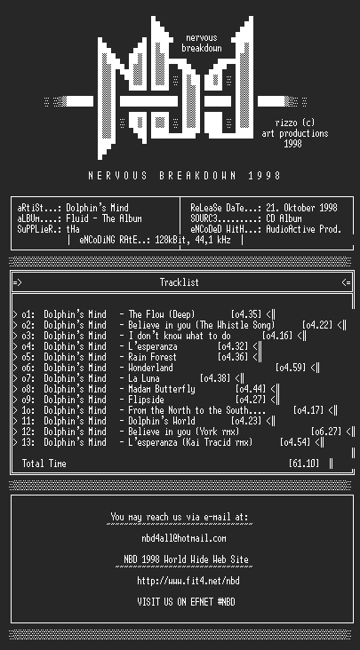 NFO file for (dolphins_mind)_-_fluid_the_album_nbd