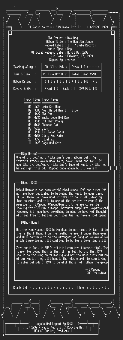 NFO file for Dre_Dog-The_New_Jim_Jones-1995-RNS