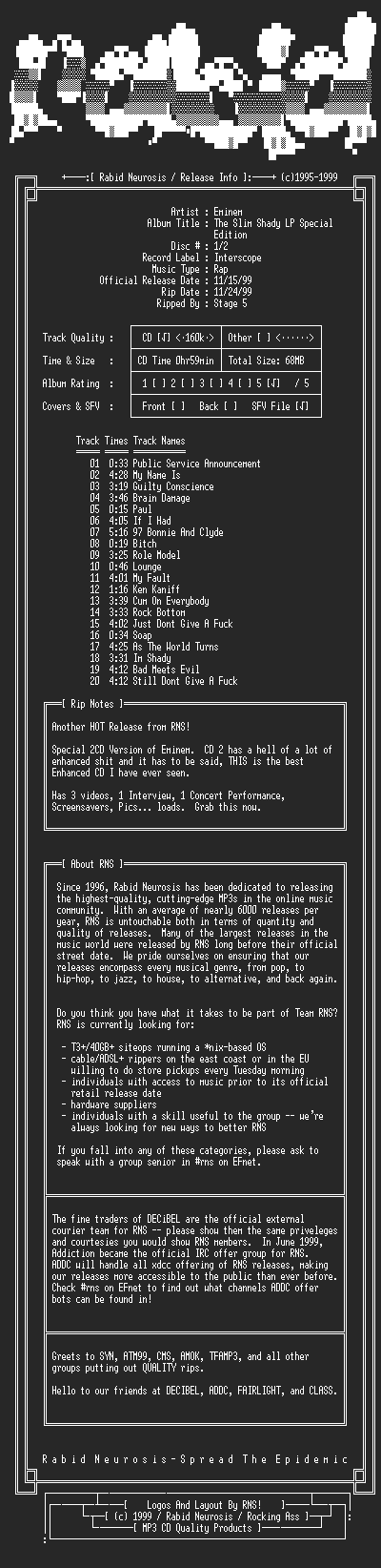 NFO file for Eminem-The_Slim_Shady_LP_Special_Edition-2CD-1999-RNS