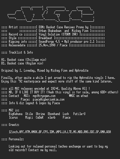 NFO file for Eon_-_Basket_Case_Remixes_By_Mickey_Finn_&_Urban_Shakedown-MGC