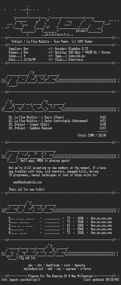 NFO file for Erblast+La_Floa_Maldita-Twin_Peeks-AMOK