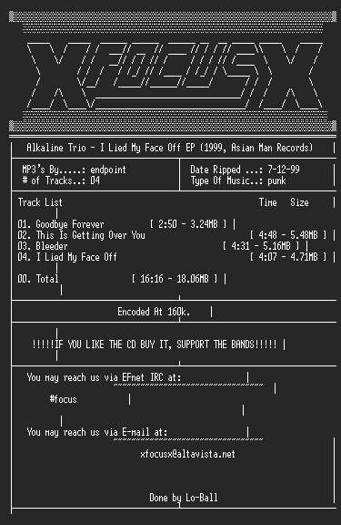 NFO file for Alkaline_Trio--I_Lied_My_Face_Off_EP-FCS