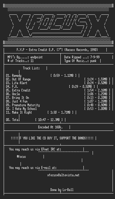 NFO file for F.Y.P.--Extra_Credit_E.P.-1990-FCS