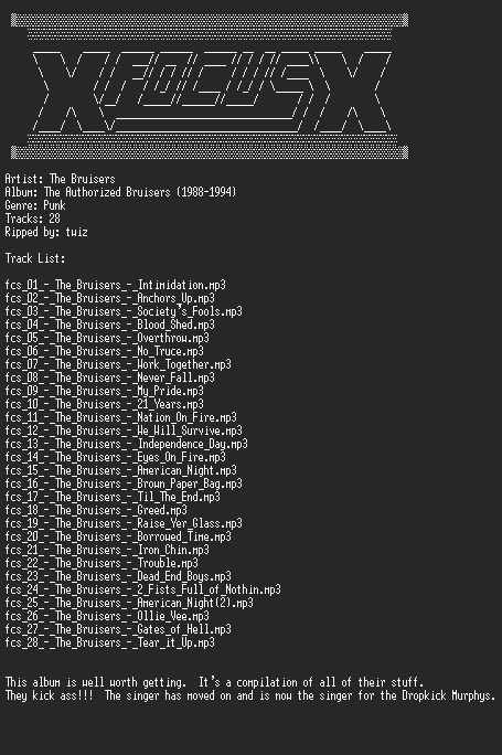 NFO file for The_Bruisers_-_The_Authorized_Bruisers-FCS