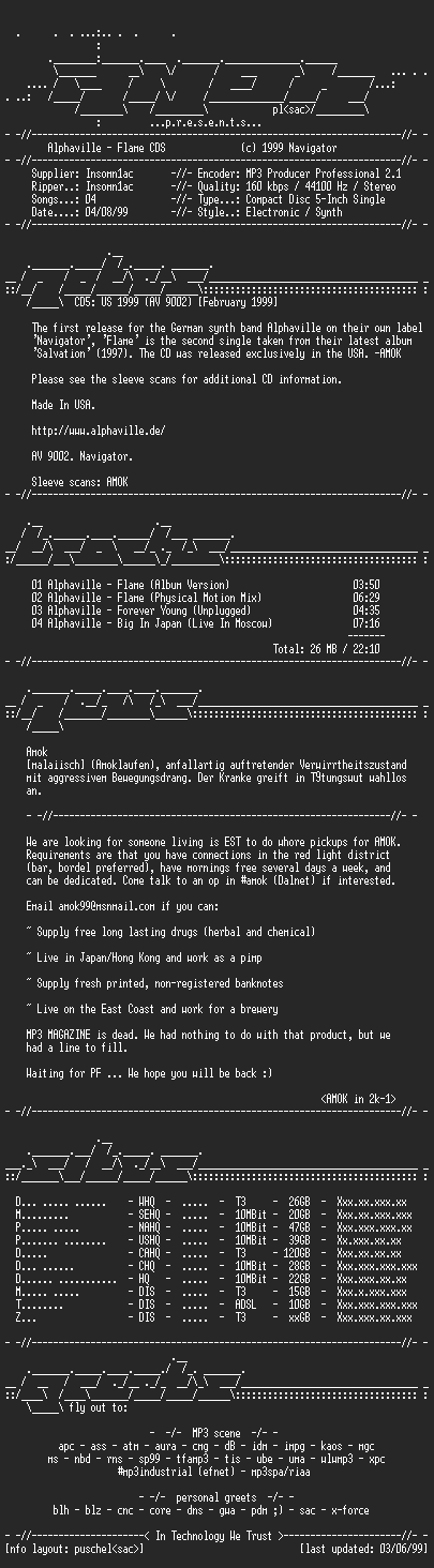 NFO file for Alphaville-Flame_CDS_(1999)-AMOK