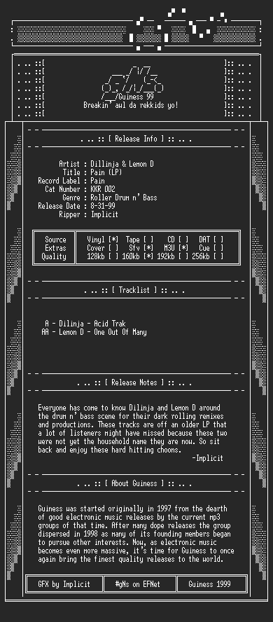 NFO file for Dillinja_&_Lemon_D_-_Pain_(LP)-gNs