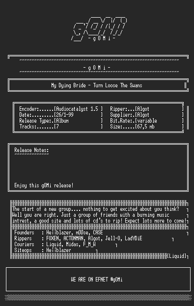NFO file for My_Dying_Bride_-_Turn_Loose_The_Swans_(gOMi)