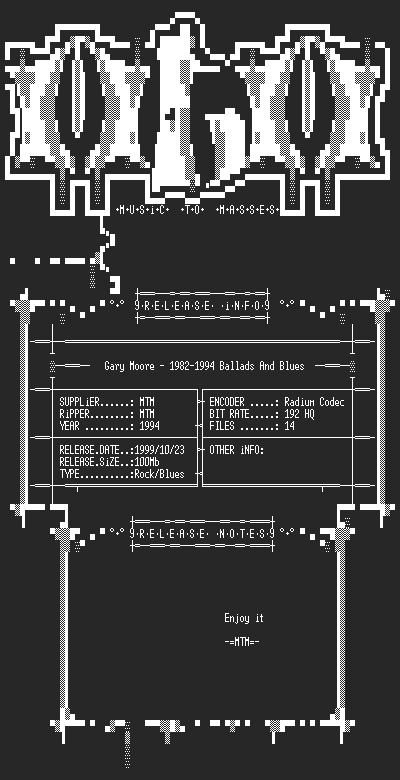 NFO file for Gary_Moore_-_82-94_Ballads_and_Blues_(1994)_-_MTM