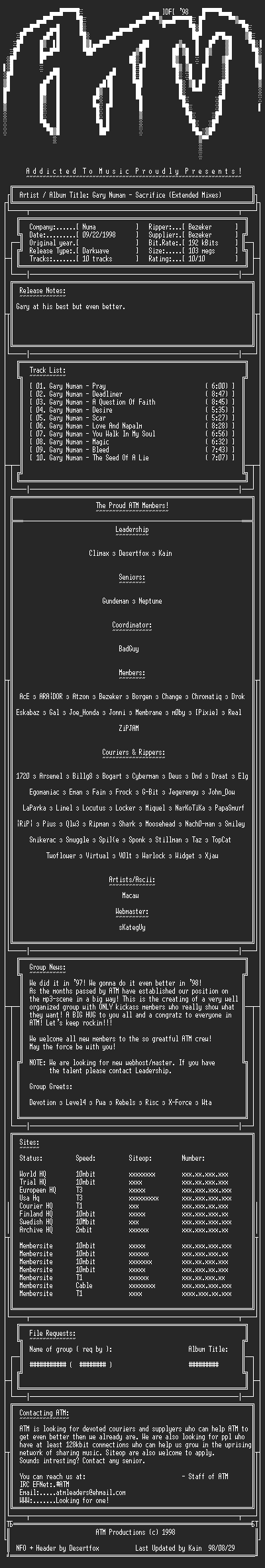 NFO file for Gary_Numan_-_Sacrifice_(Extended_Mixes)_(1994)_-_ATM