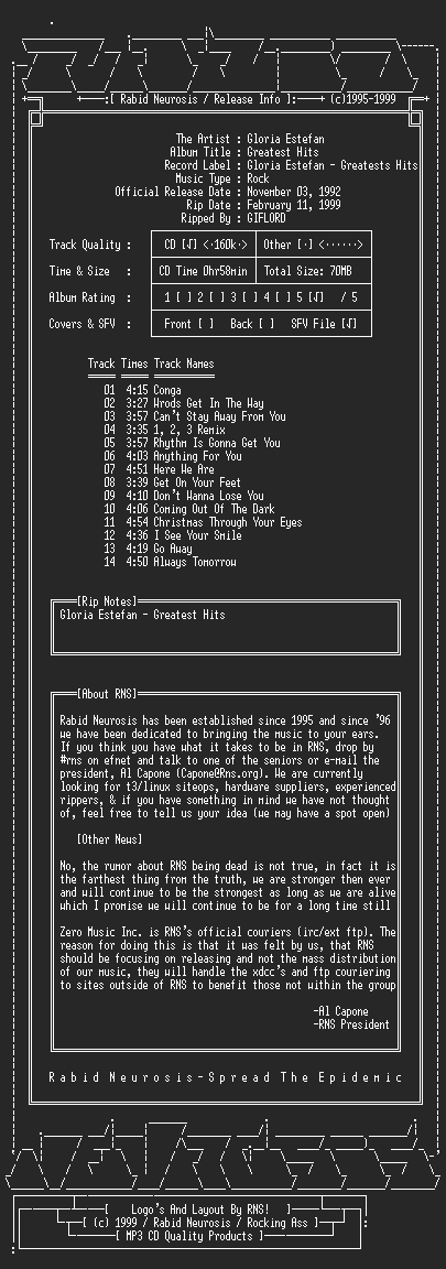 NFO file for Gloria_Estefan-Greatest_Hits-1992-RNS