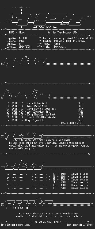 NFO file for KMFDM-Glory_(1994)-AMOK