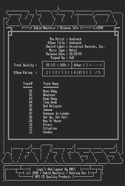 NFO file for Godsmack-Godsmack-1998-RNS