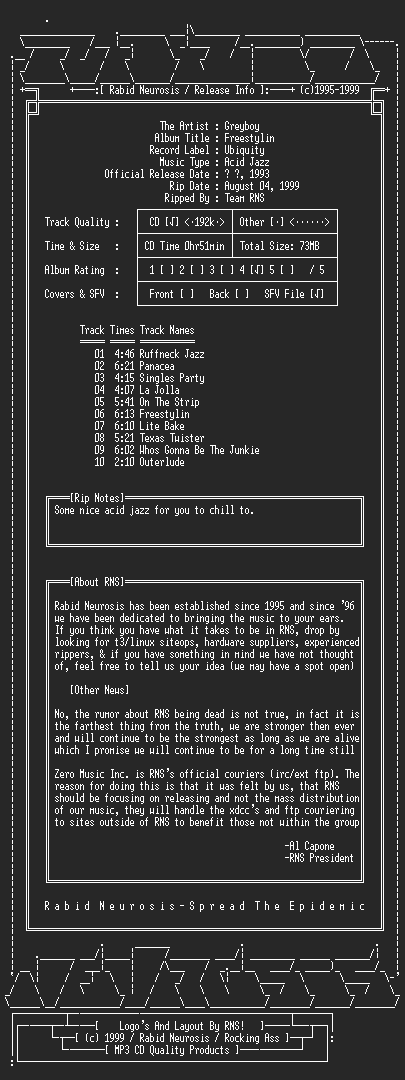 NFO file for Greyboy-Freestylin-1993-RNS