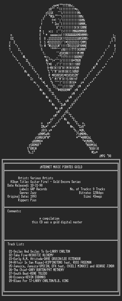 NFO file for Guitar_Fire!-Gold_Encore_Series-(1993)-iMPG