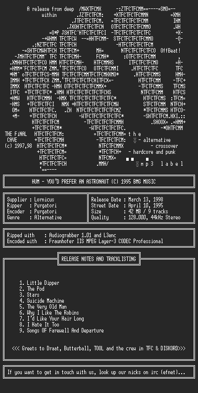 NFO file for Hum-Youd_Prefer_An_Astronaut-TFC