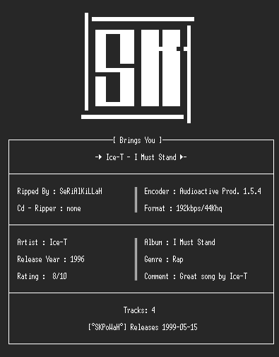 NFO file for Ice-T_-_I_Must_Stand(Single)(192KBps)-SKPoWaH