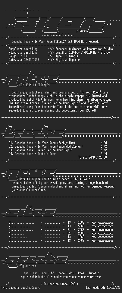NFO file for Depeche_Mode-In_Your_Room-CDBong24-(1994)-AMOK