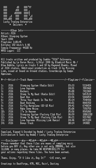 NFO file for JS16_-_Stomping_System_-_LtE