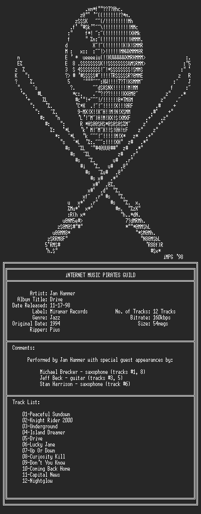 NFO file for Jan_Hammer--Drive-(1994)-iMPG