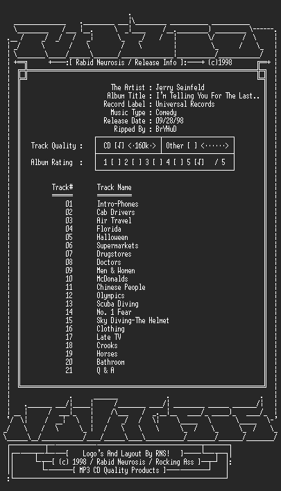 NFO file for Jerry_Seinfeld-I'm_Telling_You_For_The_Last_Time-RNS