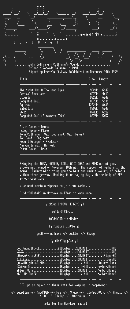 NFO file for John_Coltrane-Coltranes_Sound-1960-gRVe