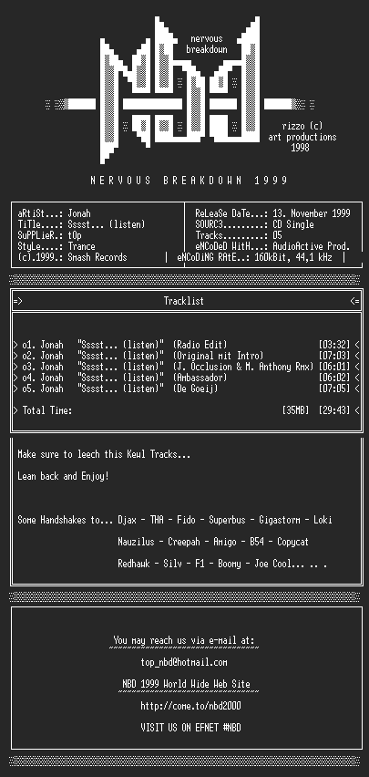 NFO file for Jonah_-_Sssst_Listen__Single-1999-top_NBD