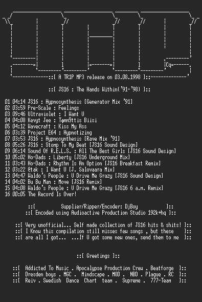 NFO file for JS16_-_Hands_Within-TR1P