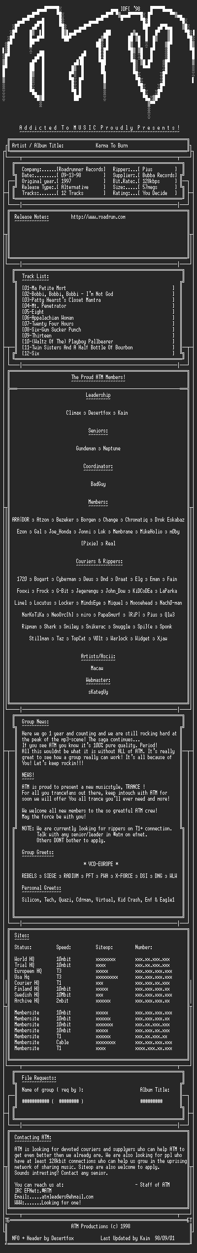 NFO file for Karma_To_Burn_(1997)-ATM
