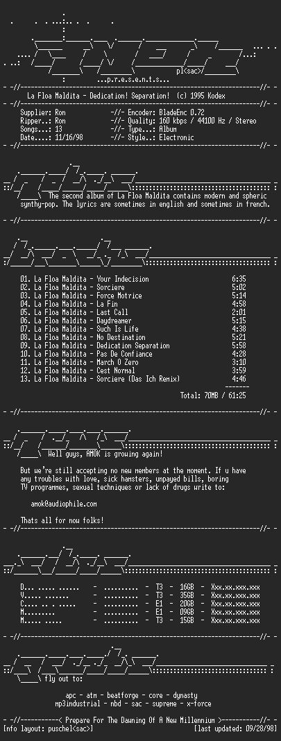 NFO file for La_Floa_Maldita-Dedication_Separation-AMOK
