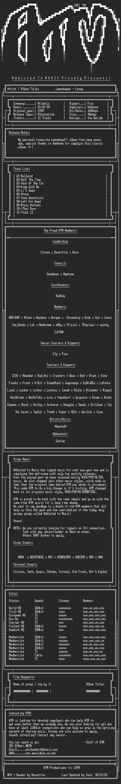 NFO file for Lemonheads_-_Lovey_(1990)-ATM