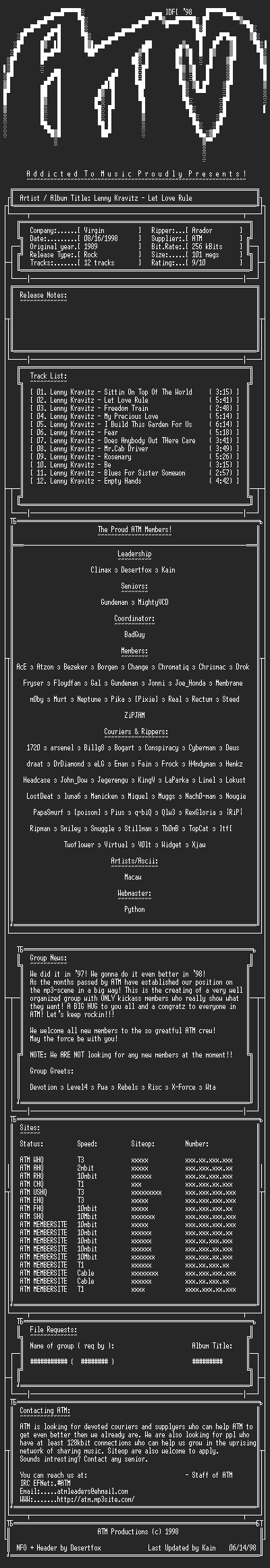 NFO file for Lenny_Kravitz_-_Let_Love_Rule_EP_(1989)_-_ATM