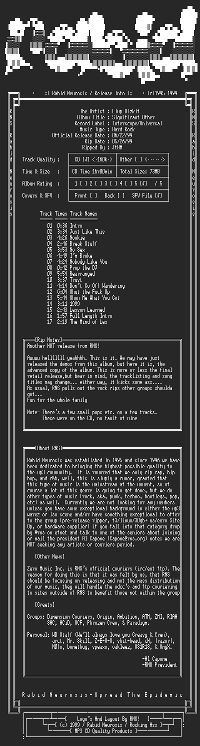 NFO file for Limp_Bizkit-Significant_Other-1999-RNS