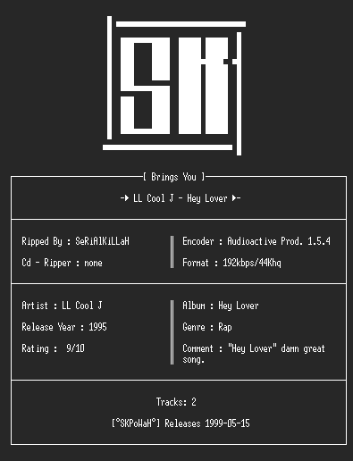 NFO file for LL_Cool_J_-_Hey_Lover(Single)(192kbps)-SKPoWaH