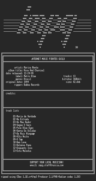 NFO file for Marisa.Monte--Rose.And.Charcoal-(1994)-iMPG